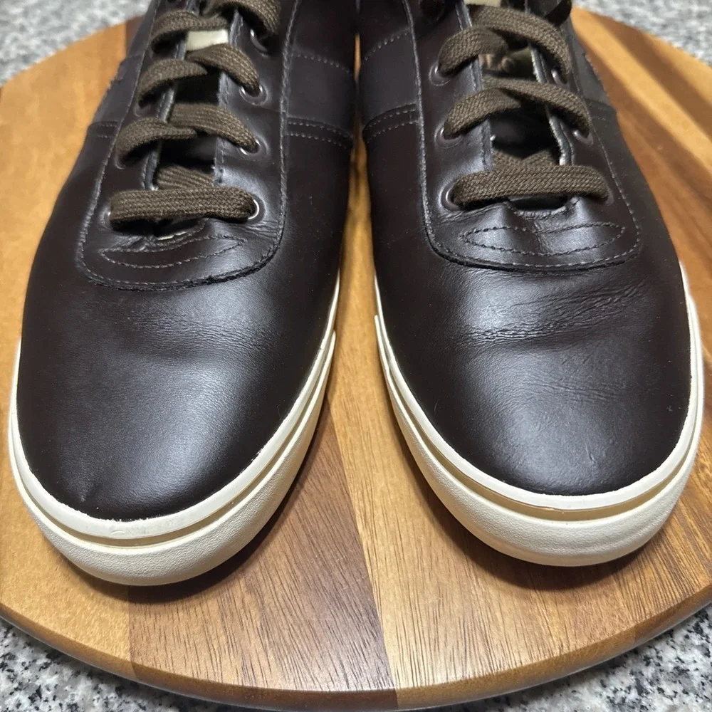 Polo‎ Ralph Lauren Hanford Brown Leather Casual Sneakers Mens Sz 15D Super Clean
